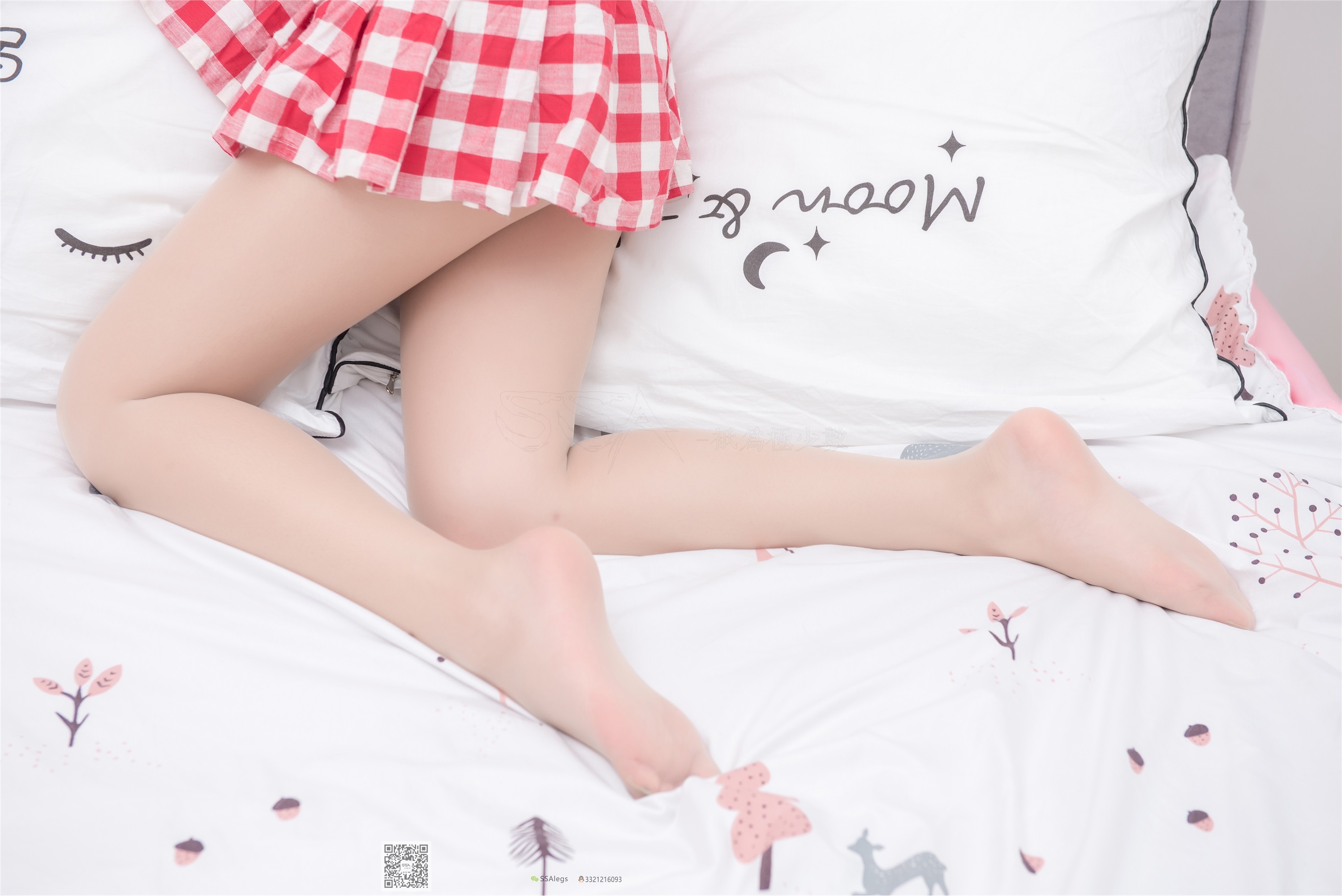 SSA丝社 NO.033 大大 红白格子齐臀超短裙肉丝